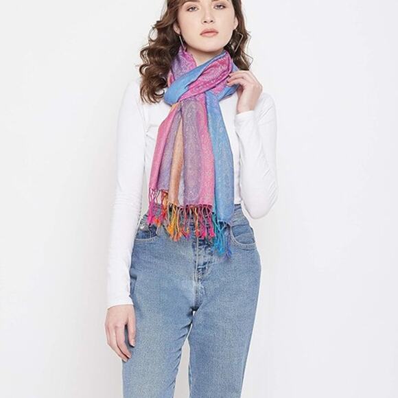 Fashion Women's Silk Scarf Luxury Satin Shawl Wraps - Purple - Picture 3 of 5